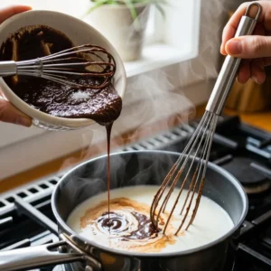 Add the cocoa mixture to the warmed milk