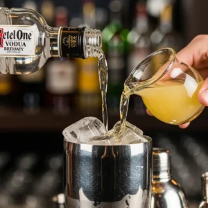 Add Ketel One Vodka, fresh lemon juice