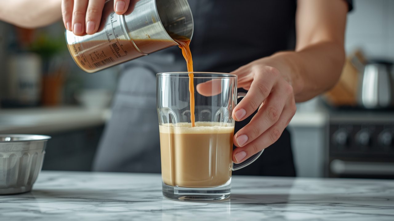 Making caramel macchiato recipe - step by step process