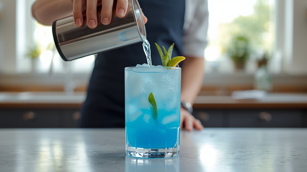 Step by step process of making Blue Lagoon Mocktail at home