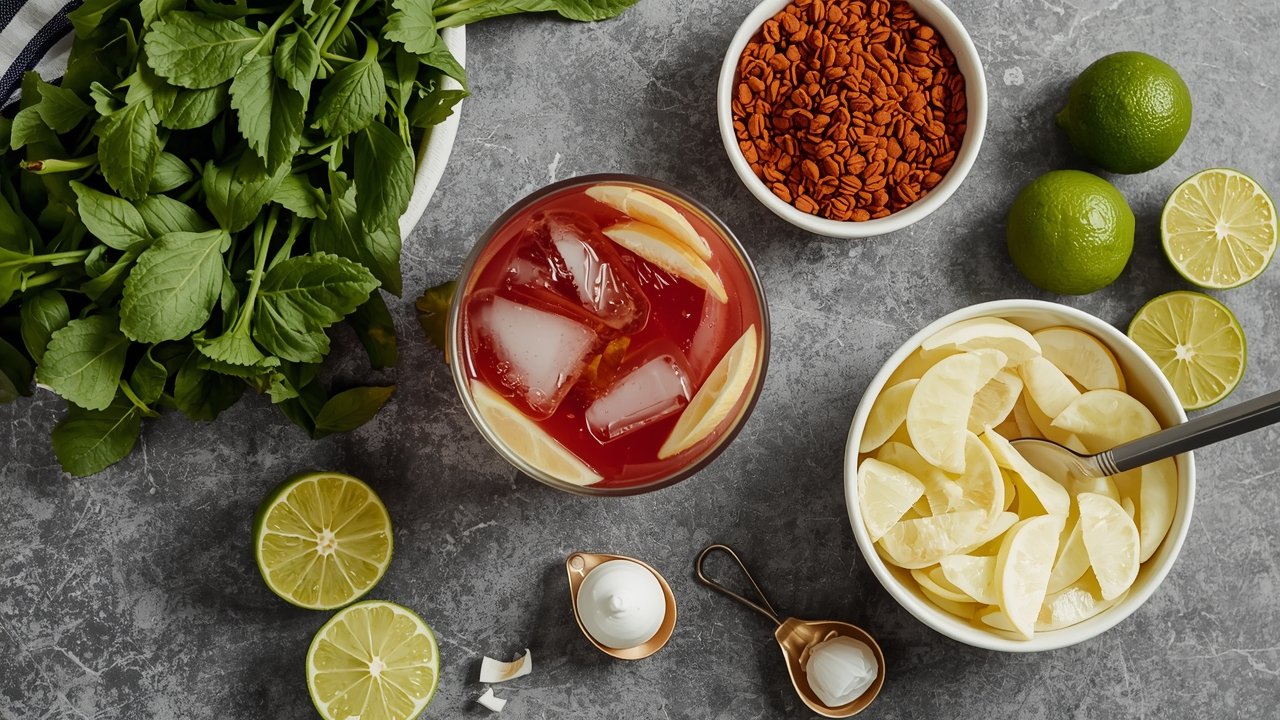 Cherry Limeade Sonic Copycat ingredients including fresh limes, cherry syrup, Sprite, and ice