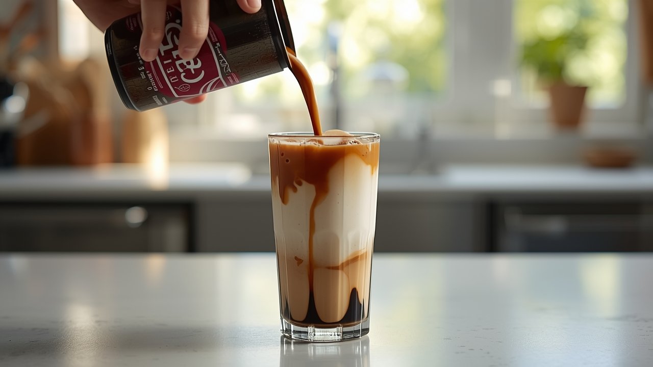 Step by step process of making Dr Pepper Float at home