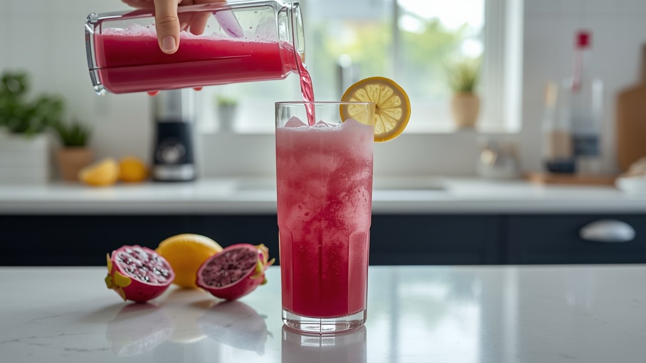 Step by step process of making Dragonfruit Lemonade at home