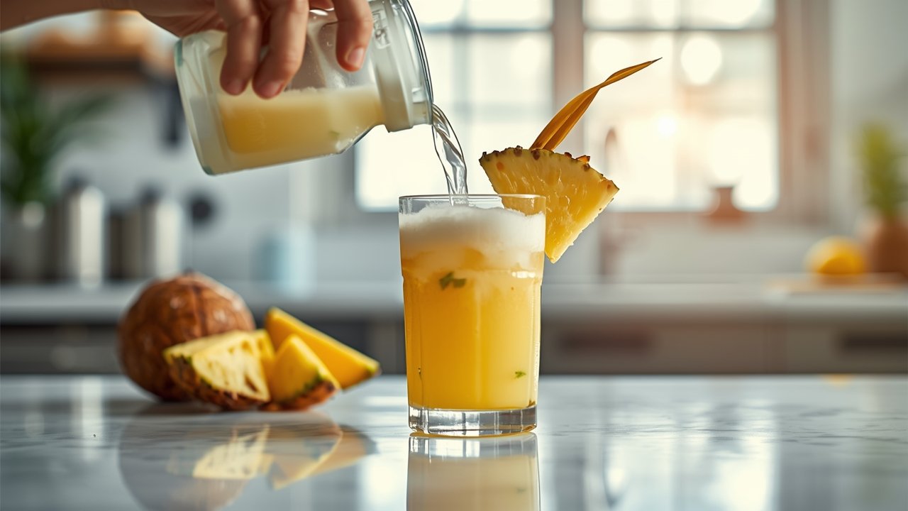 Step by step process of making Pineapple Coconut Cooler at home
