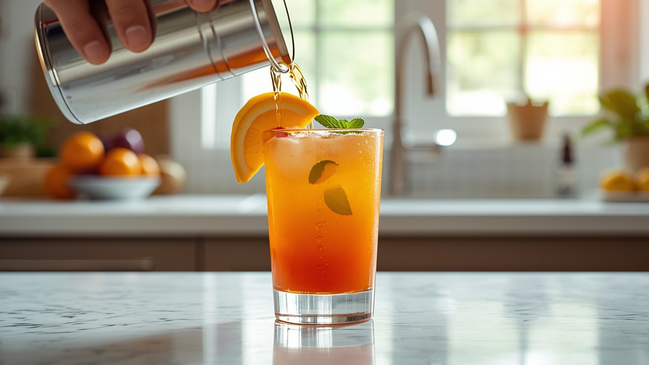 Step by step process of making parade fruit cocktail at home showing fruit preparation and syrup making