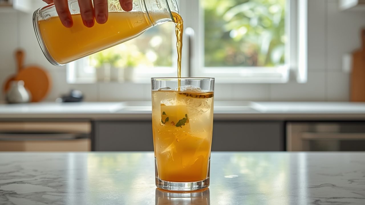Step by step process of making pineapple fruit syrup at home showing cutting pineapple, simmering with sugar, and straining