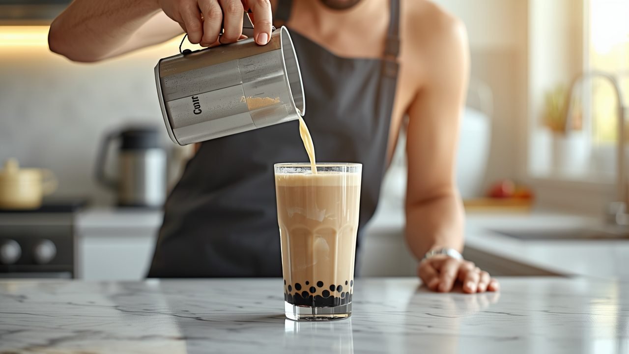 Step by step process of making Sonic boba at home