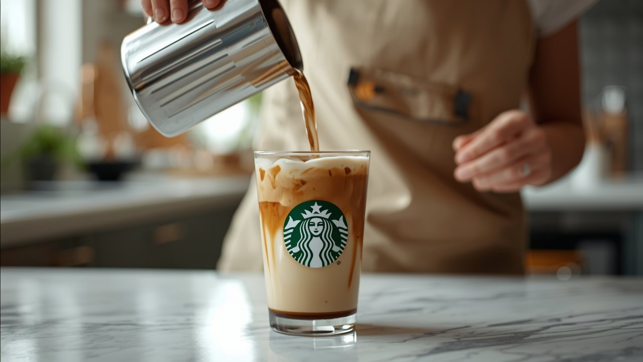 Making starbucks cold foam recipe with handheld milk frother