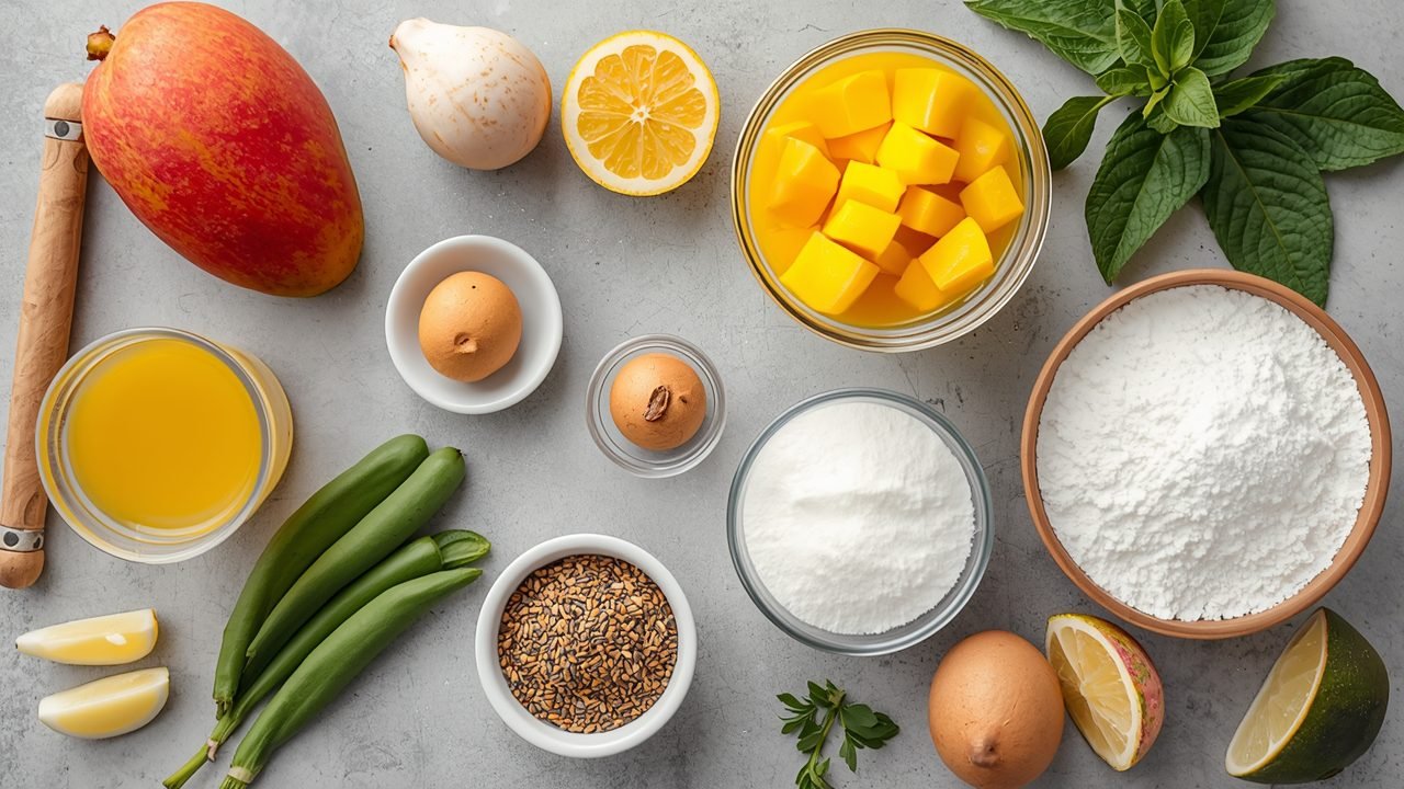 tropical smoothie mango magic ingredients ingredients including frozen mango, pineapple juice, and Greek yogurt