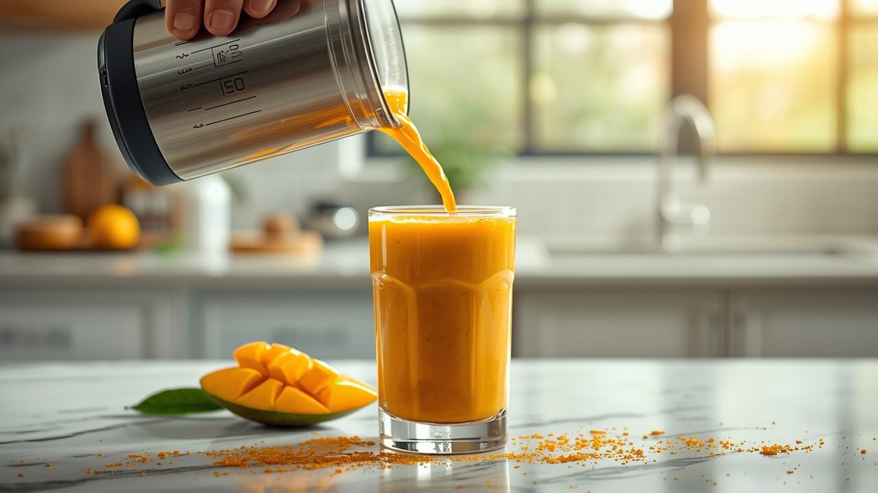 Step by step process of making tropical smoothie mango magic ingredients at home