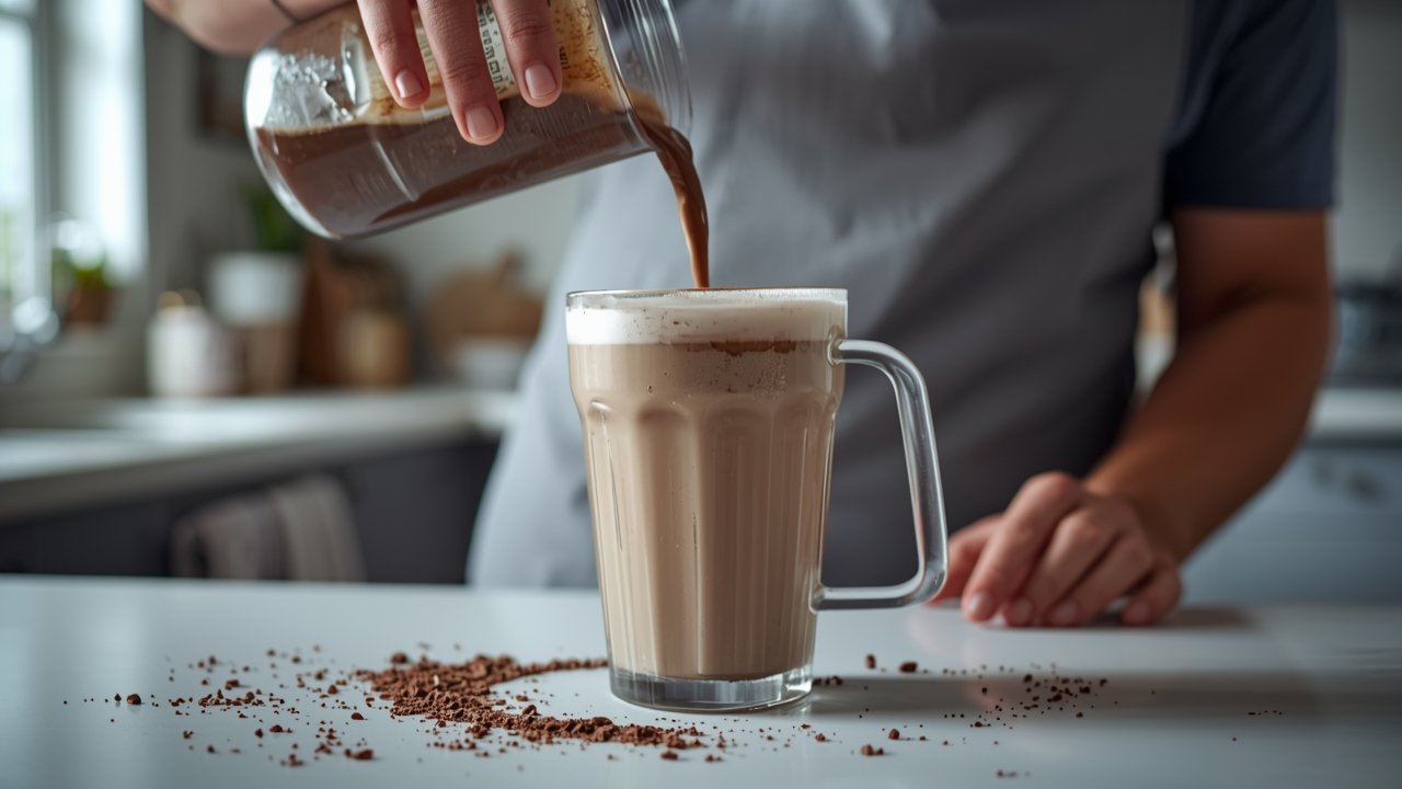 Step by step process of making Wendy's Brownie Batter Frosty at home