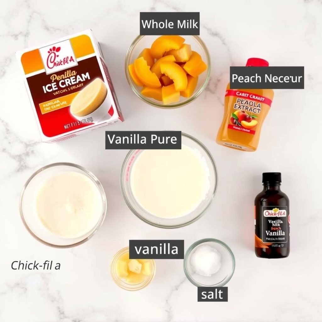 Ingredients for Copycat Chick-fil-A Peach Milkshake copycat recipe