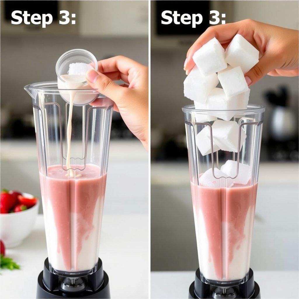 Step 3: making Copycat Starbucks Strawberry Shortcake Frappuccino copycat recipe