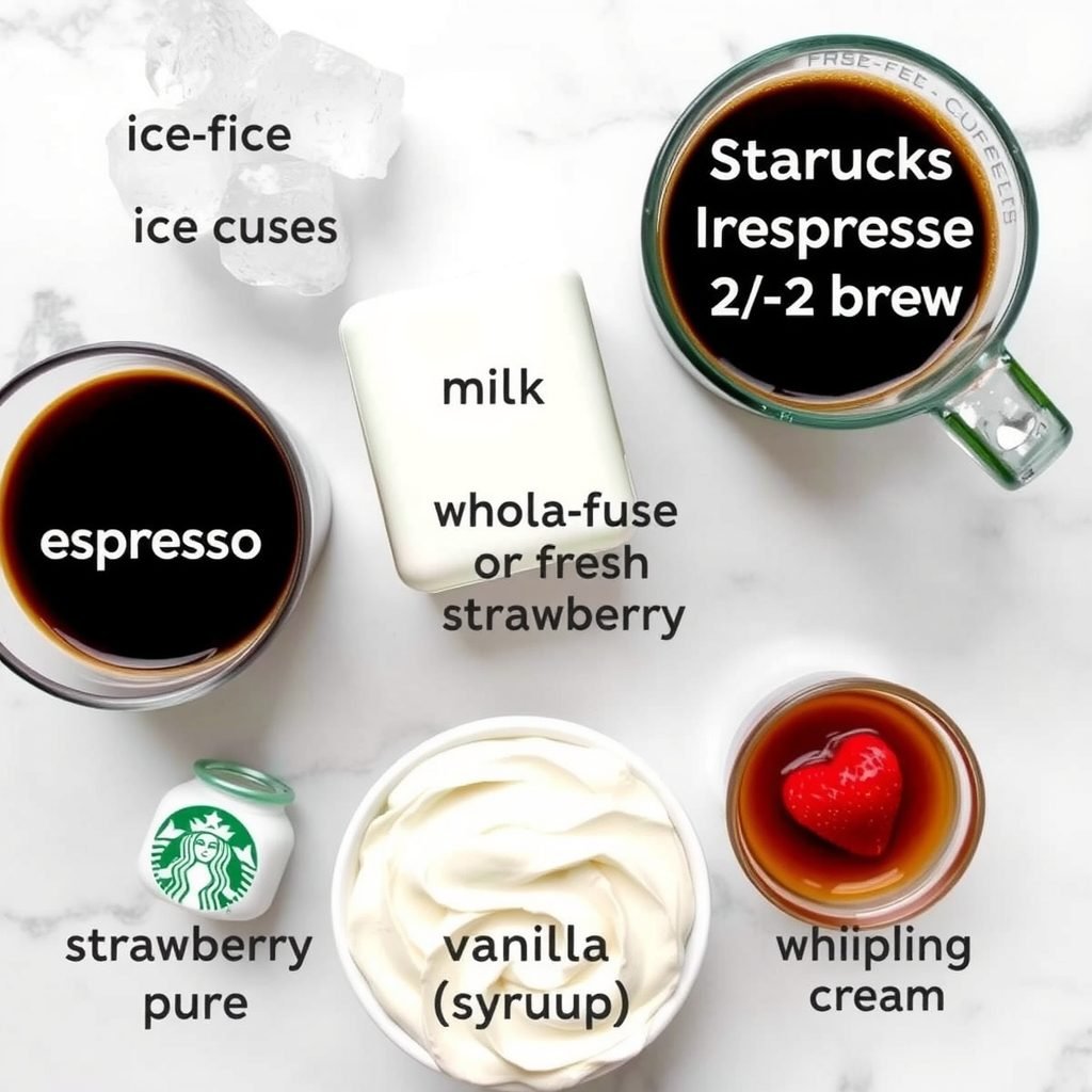 Ingredients for Copycat Starbucks Strawberry Shortcake Frappuccino copycat recipe
