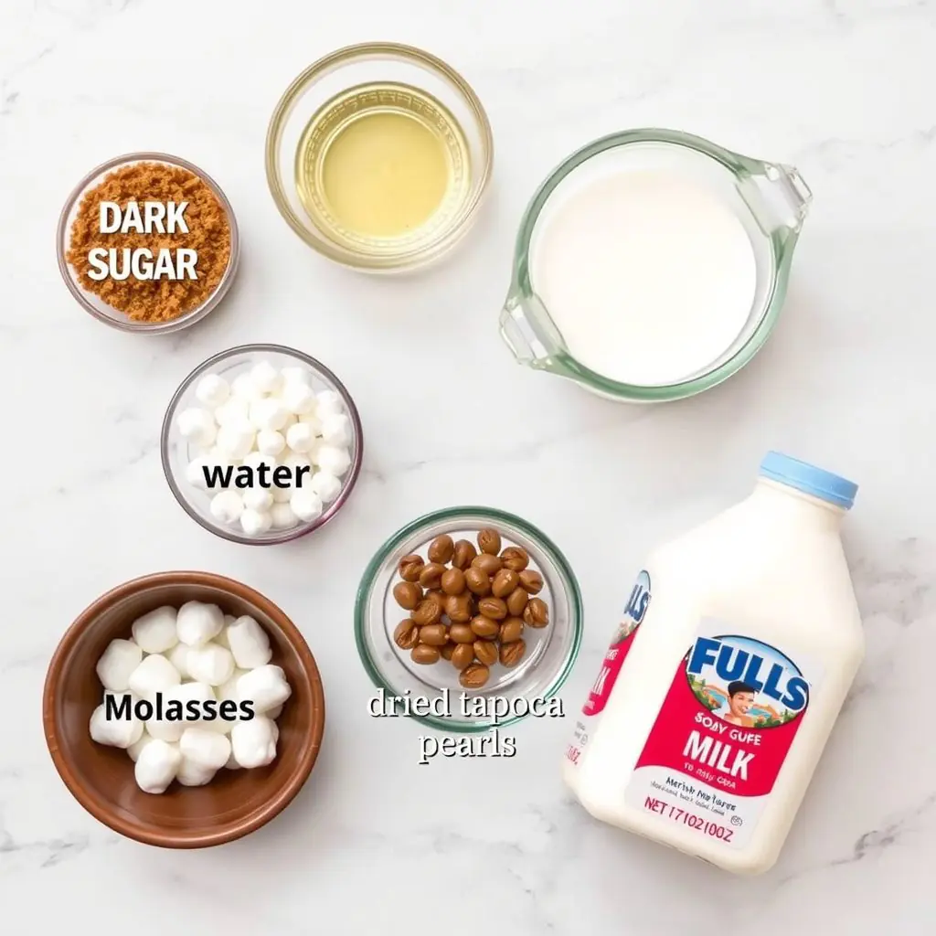 Ingredients for Copycat Brown Sugar Boba Tea Recipe copycat recipe