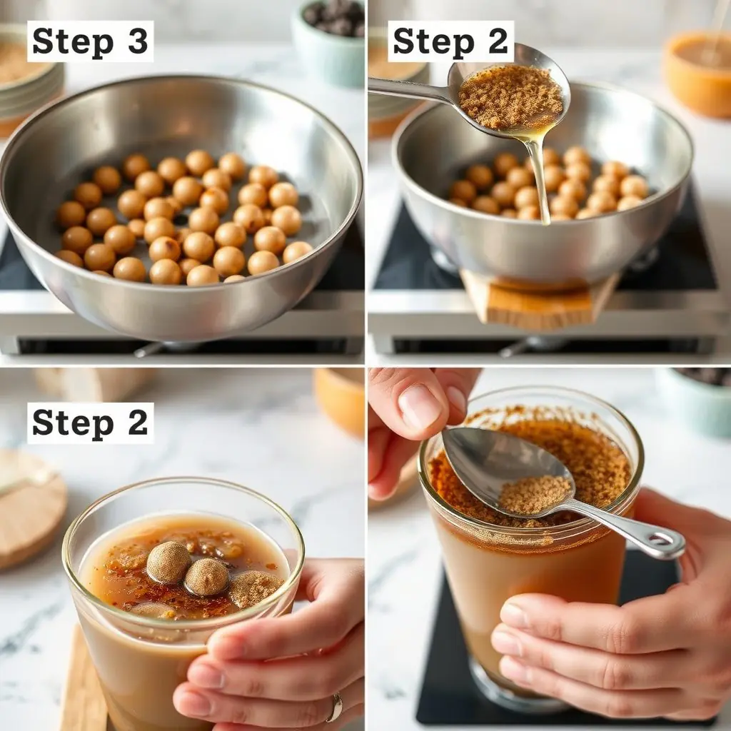 Step 3: making Copycat Brown Sugar Boba Tea Recipe copycat recipe