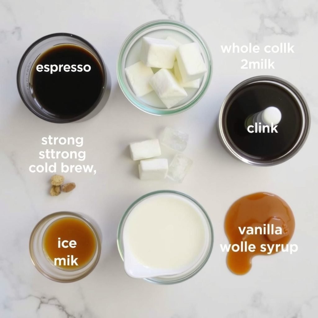 Ingredients for Copycat Dunkin' Iced Signature Latte Recipe copycat recipe