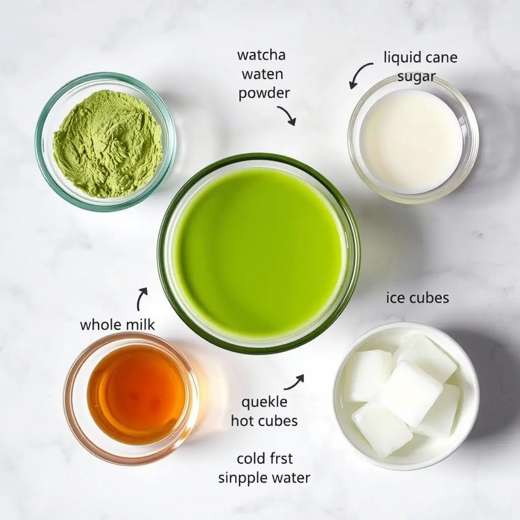 Ingredients for Copycat Dunkin Matcha Iced Latte copycat recipe