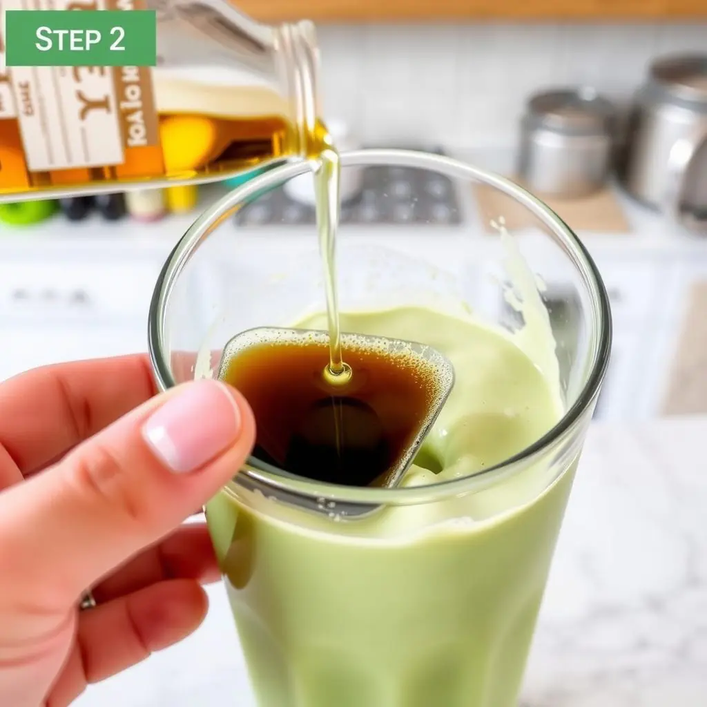 Step 2: making Copycat Dunkin Matcha Iced Latte copycat recipe