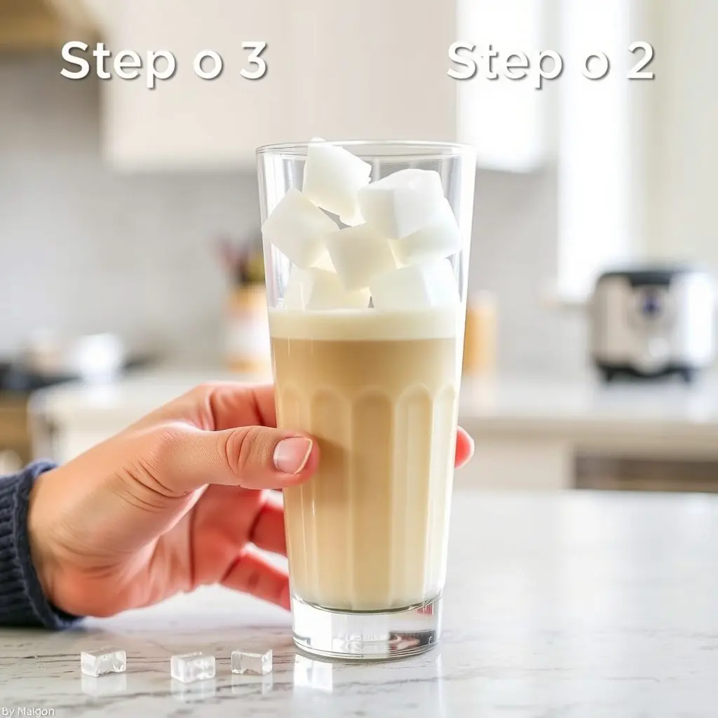 Step 3: making Copycat Dunkin Matcha Iced Latte copycat recipe
