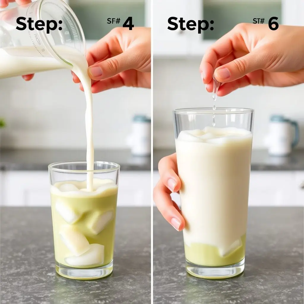 Step 4: making Copycat Dunkin Matcha Iced Latte copycat recipe