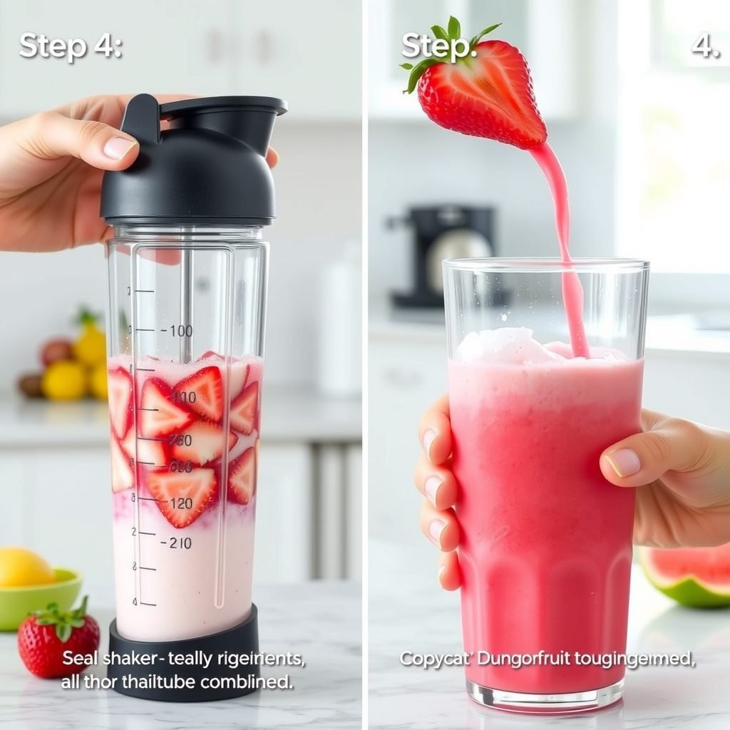 Step 4: making Copycat Dunkin' Strawberry Dragonfruit Refresher copycat recipe