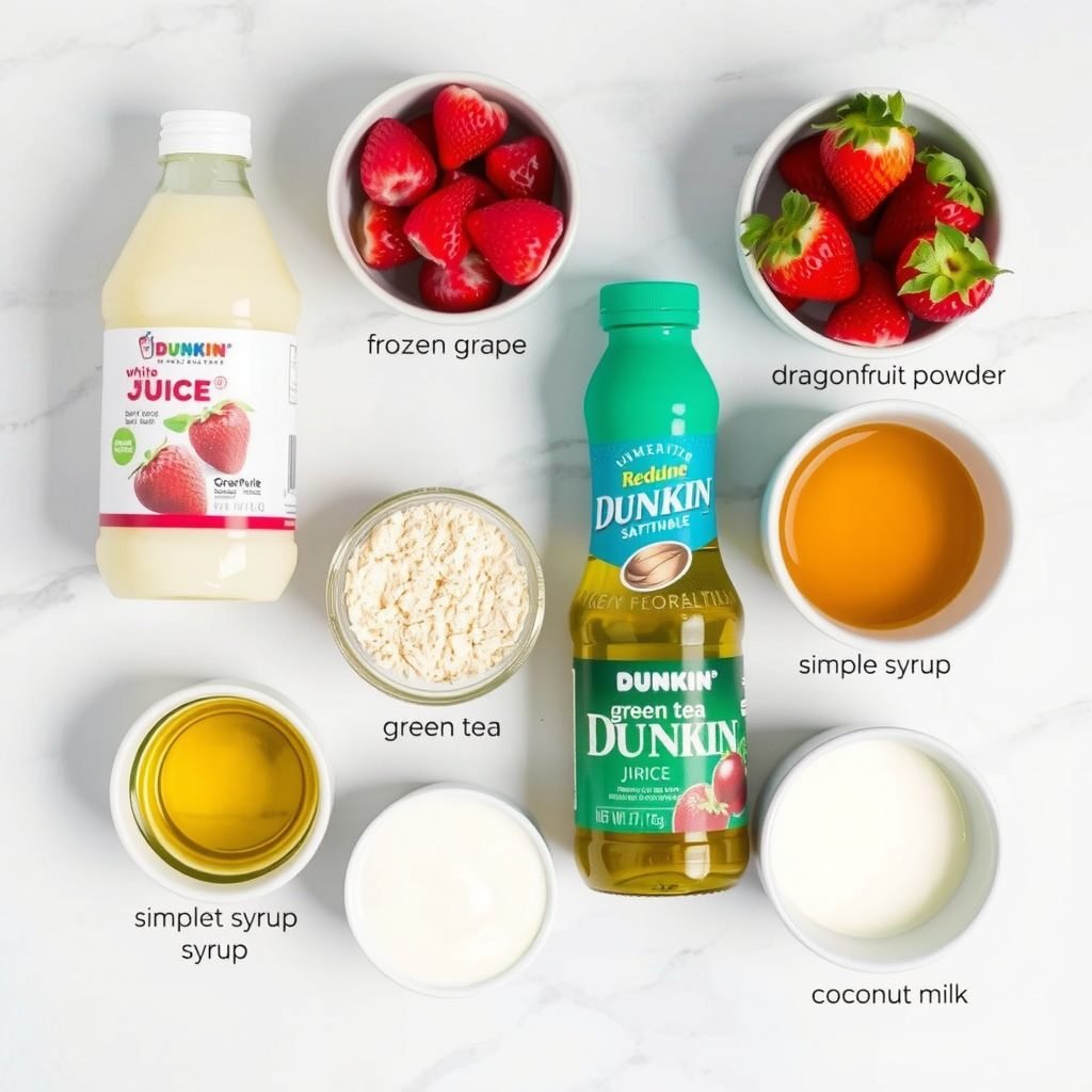 Ingredients for Copycat Dunkin' Strawberry Dragonfruit Refresher copycat recipe