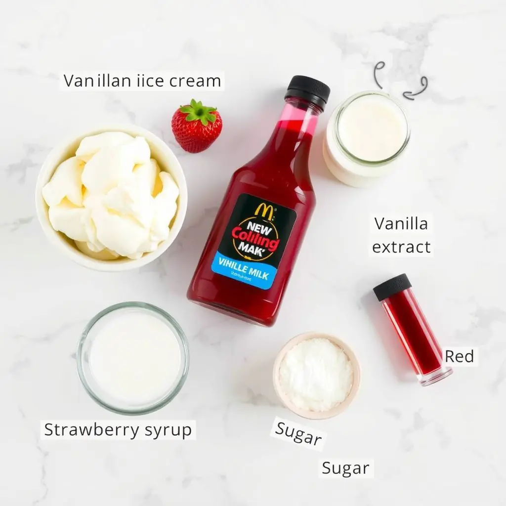Ingredients for Copycat McDonald's Strawberry Shake copycat recipe