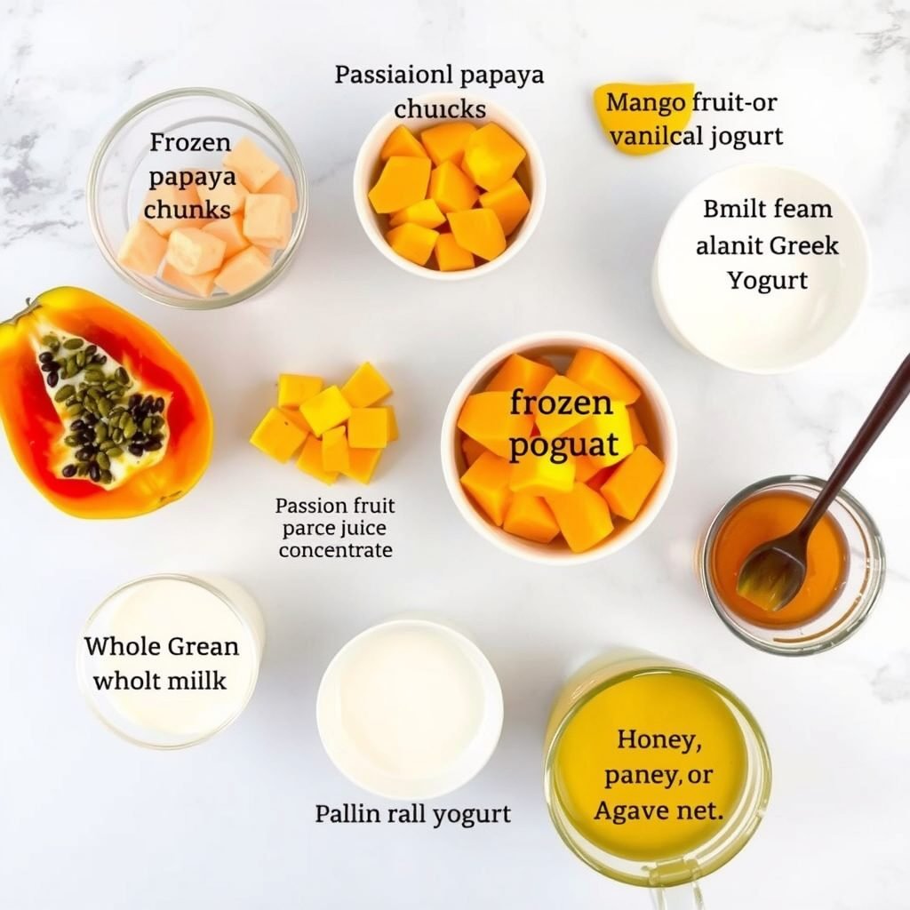 Ingredients for Copycat Panera Passion Papaya Smoothie copycat recipe