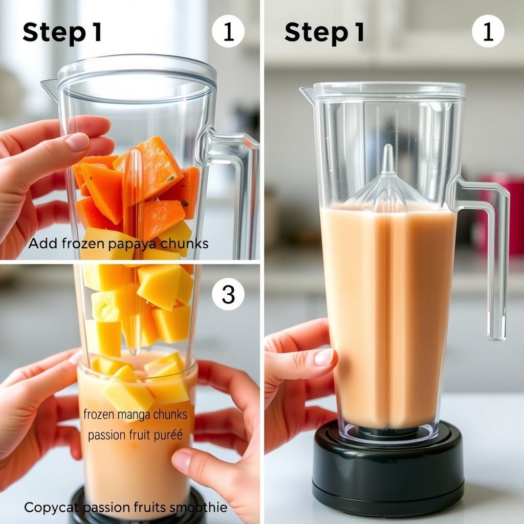 Step 1: making Copycat Panera Passion Papaya Smoothie copycat recipe