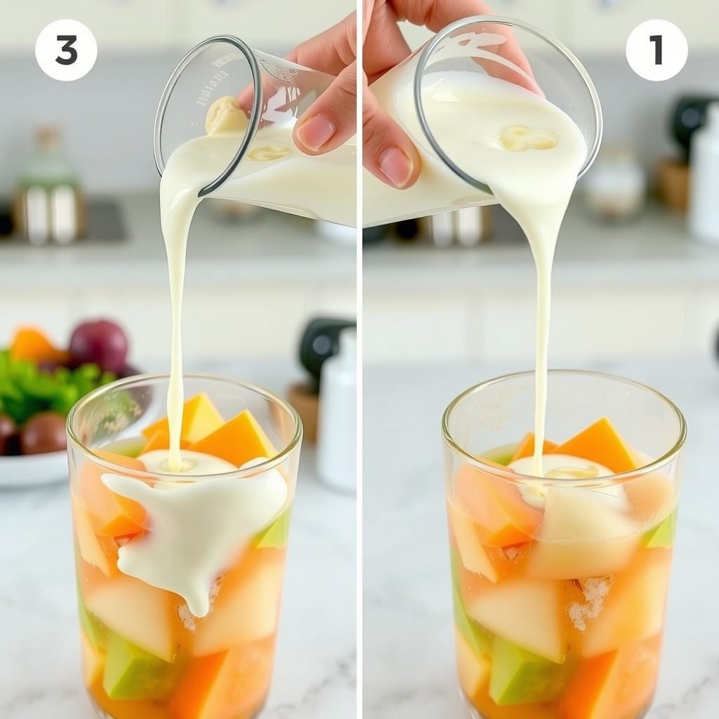Step 2: making Copycat Panera Passion Papaya Smoothie copycat recipe