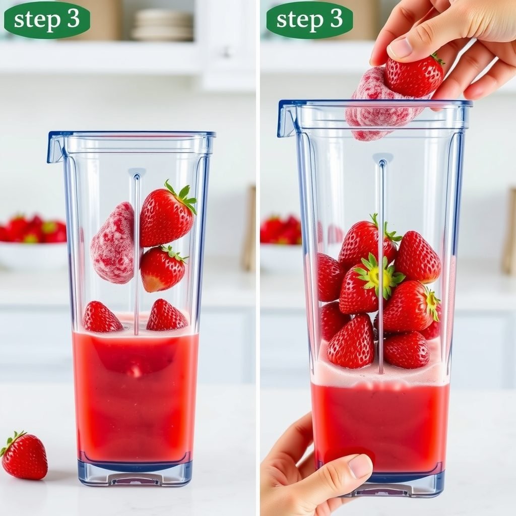 Step 3: making Copycat Panera Strawberry Banana Smoothie Recipe (spring trending) copycat recipe