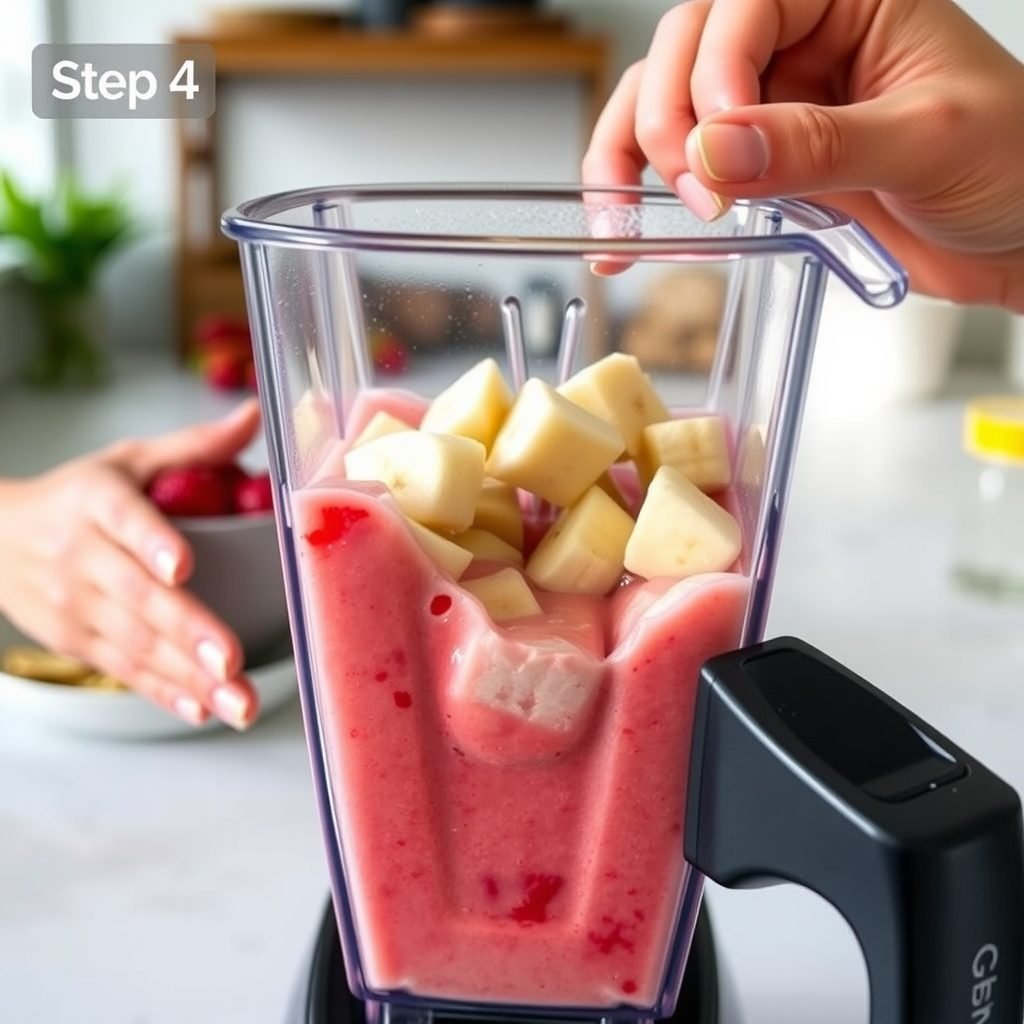 Step 4: making Copycat Panera Strawberry Banana Smoothie Recipe (spring trending) copycat recipe