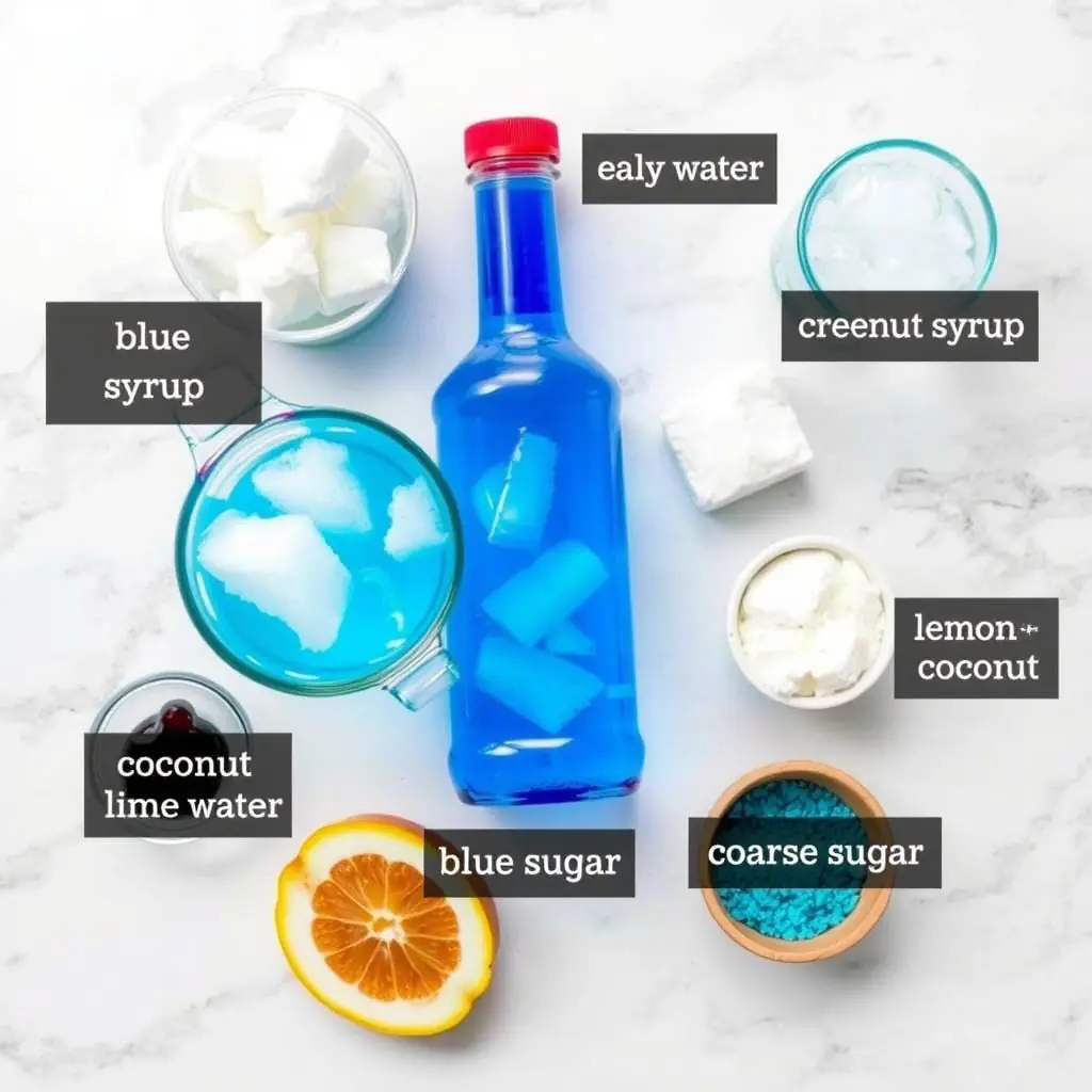 Ingredients for Copycat Sonic Ocean Water Slush copycat recipe