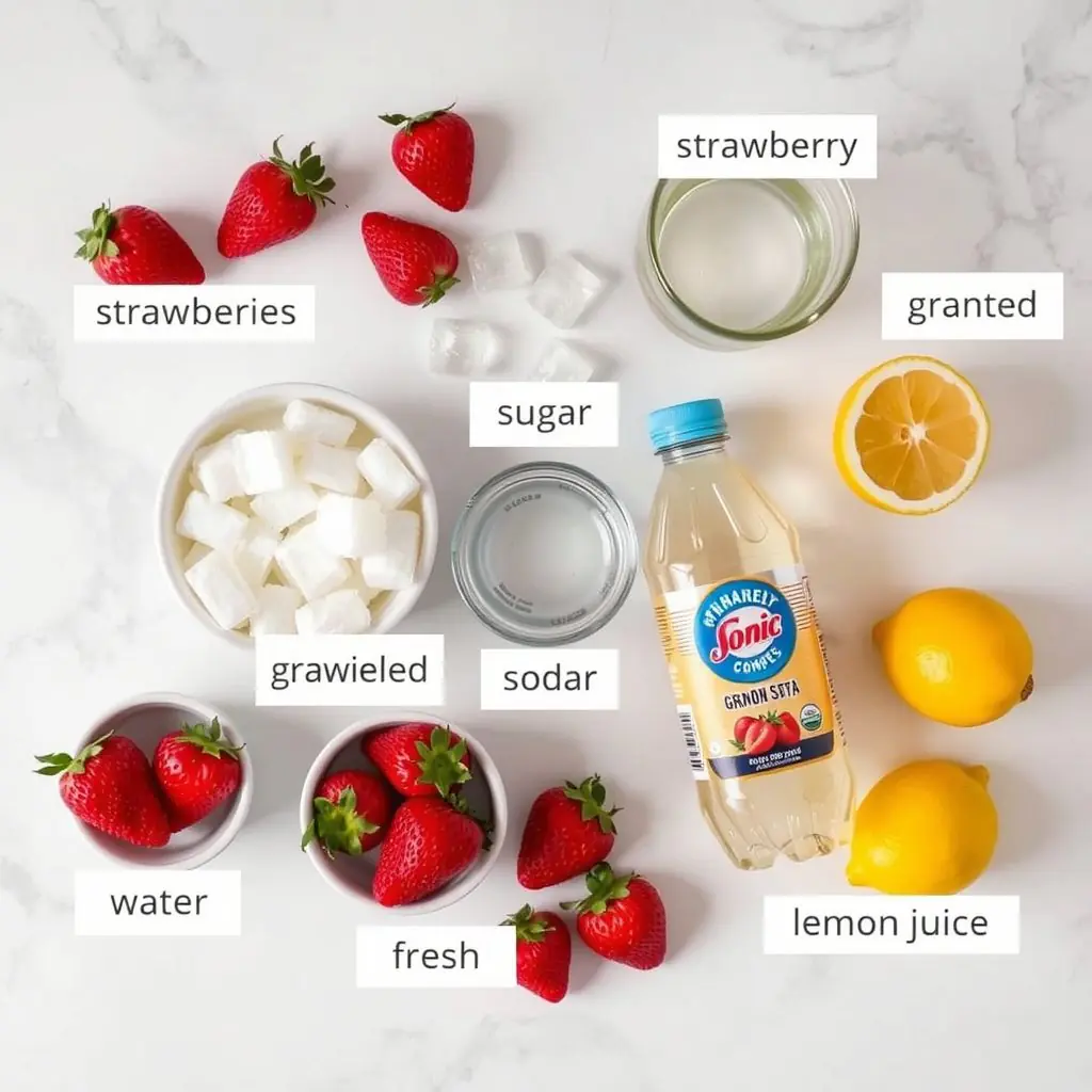 Ingredients for Copycat Sonic Strawberry Slush Recipe copycat recipe