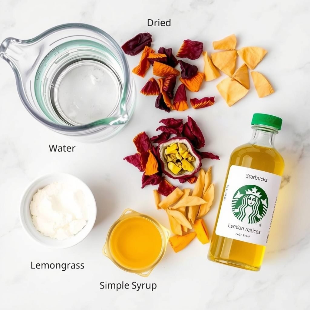 Ingredients for Copycat Starbucks Iced Passion Fruit Tea copycat recipe