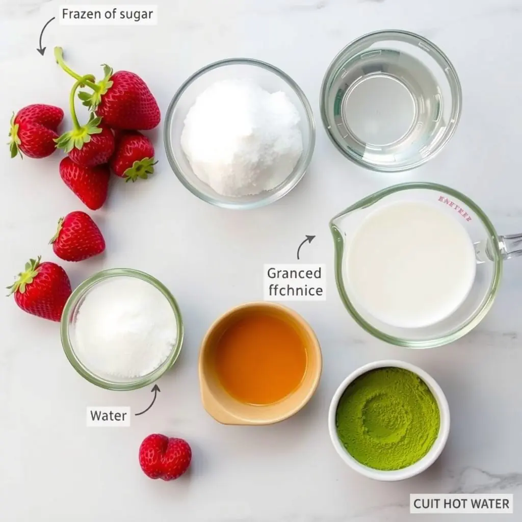 Ingredients for Copycat Starbucks Strawberry Matcha Latte copycat recipe