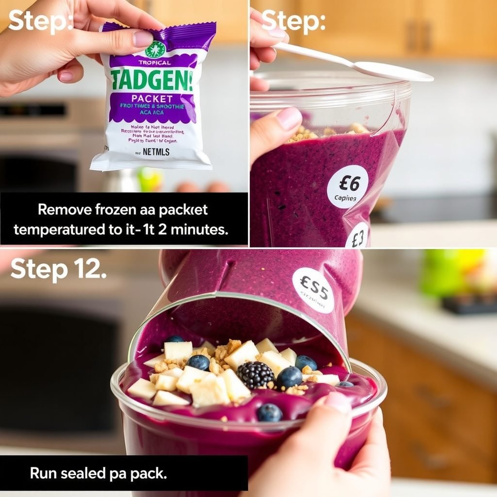 Step 1: making Copycat Tropical Smoothie Acai Bowl copycat recipe