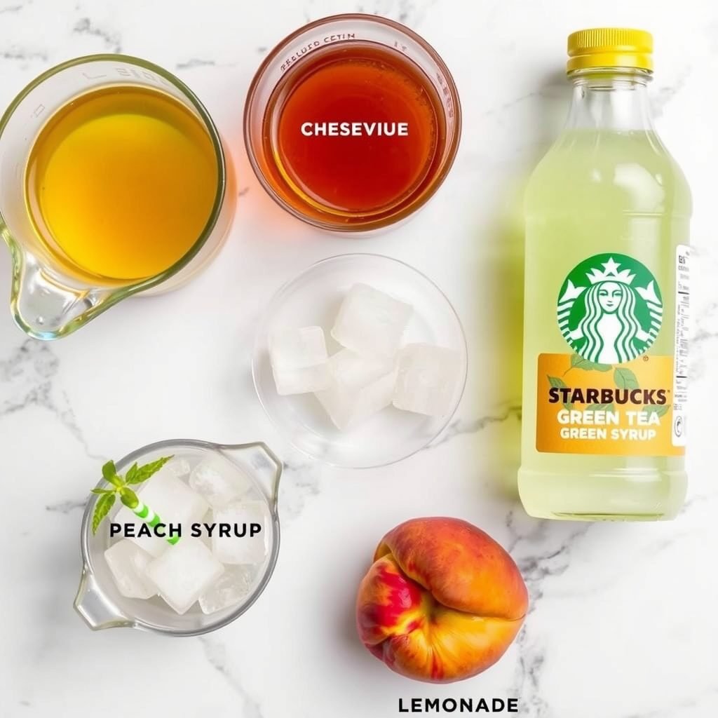 Ingredients for Copycat Starbucks Iced Peach Green Tea copycat recipe