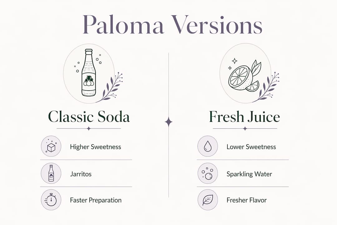 Infographic comparing classic soda and fresh juice Paloma