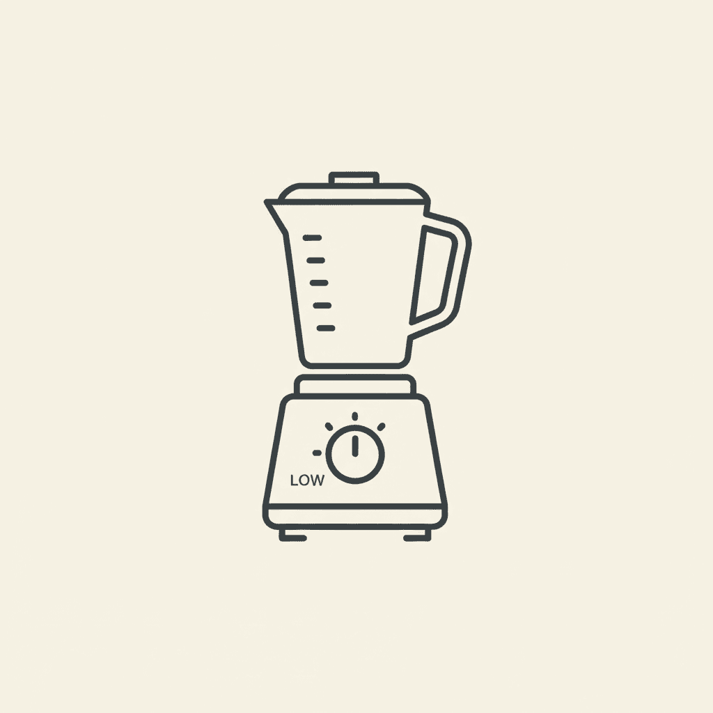 Start on Low: a blender base with a dial set to the lowest speed setting
