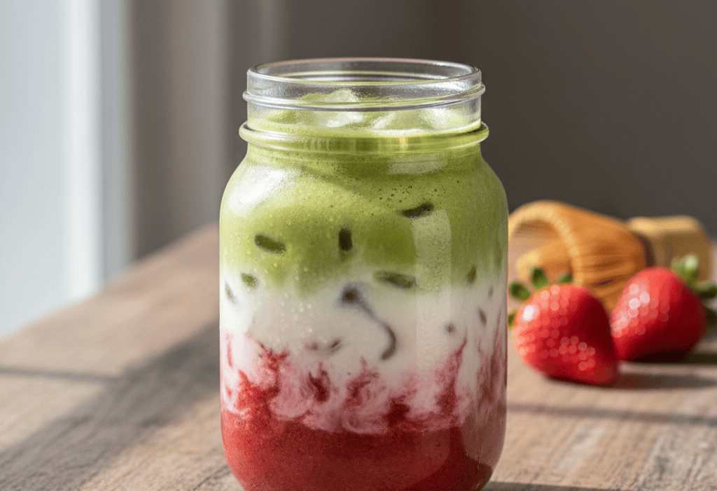 Strawberry Matcha Latte Recipe — easy homemade copycat recipe