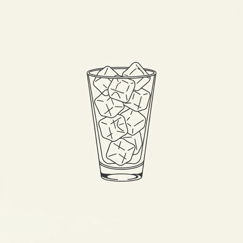 Fill Glass with Ice: a tall glass full of ice cubes