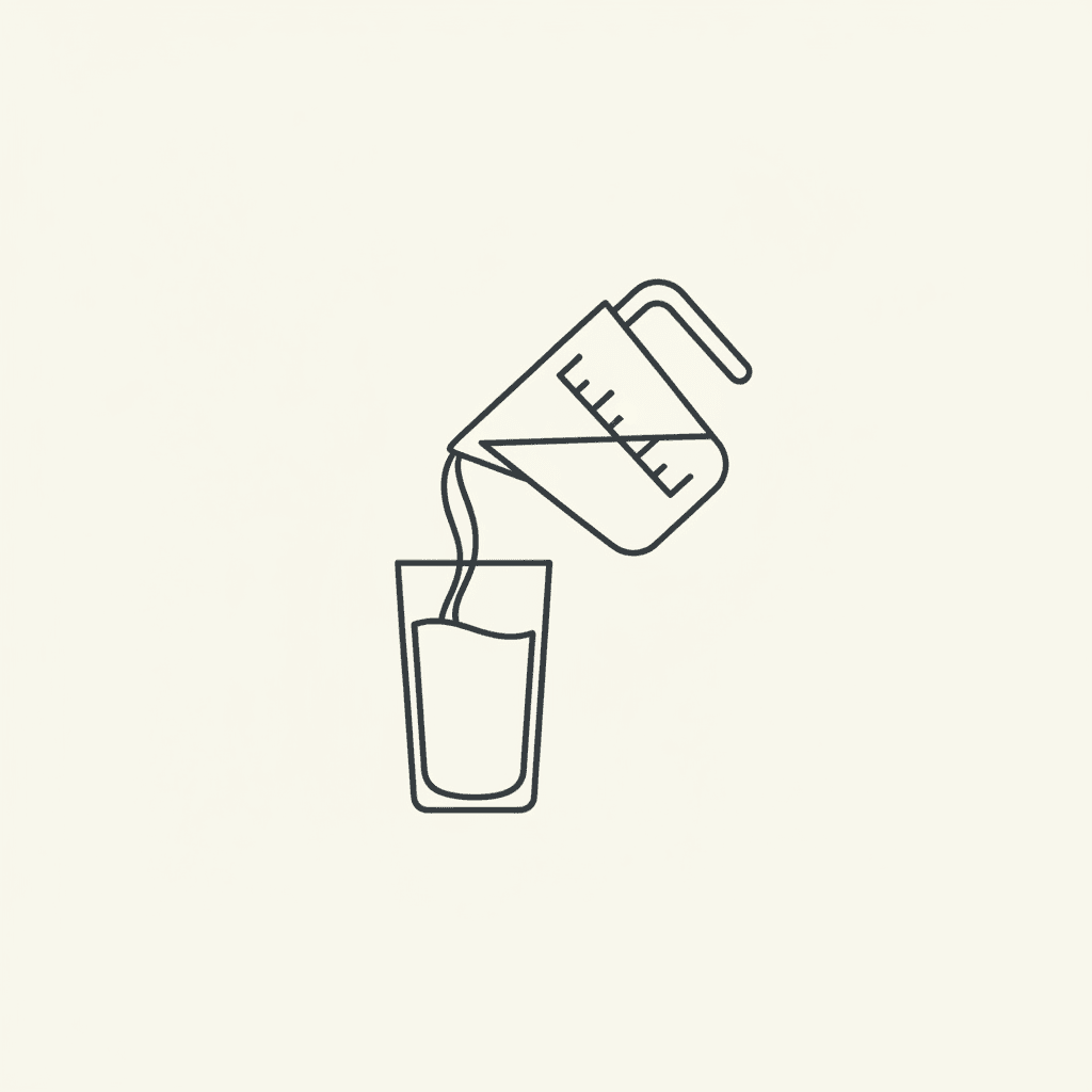 Combine Chai and Milk: a measuring cup pouring liquid into a glass