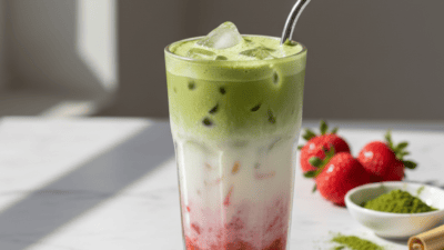 TikTok Iced Matcha Strawberry Milk Copycat Recipe — easy homemade copycat recipe