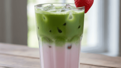 TikTok Iced Matcha Strawberry Milk Copycat Recipe — easy homemade copycat recipe