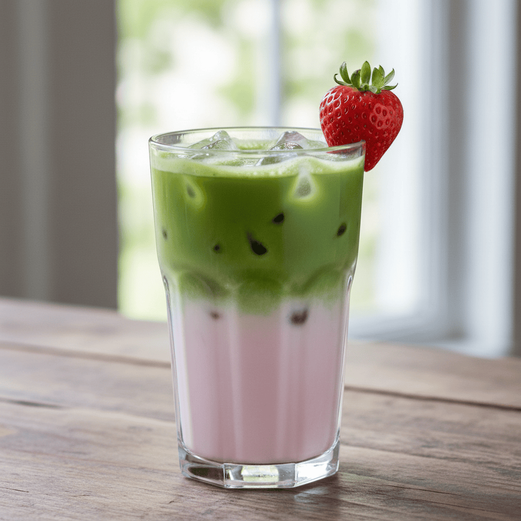 TikTok Iced Matcha Strawberry Milk Copycat Recipe — easy homemade copycat recipe