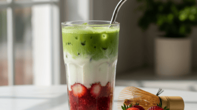 TikTok Iced Matcha Strawberry Milk Copycat Recipe — easy homemade copycat recipe