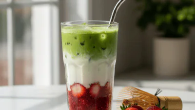 TikTok Iced Matcha Strawberry Milk Copycat Recipe — easy homemade copycat recipe