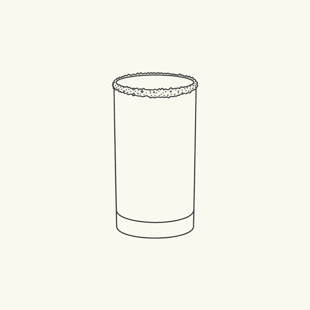 Salt the Glass Rim: a highball glass with a salted rim